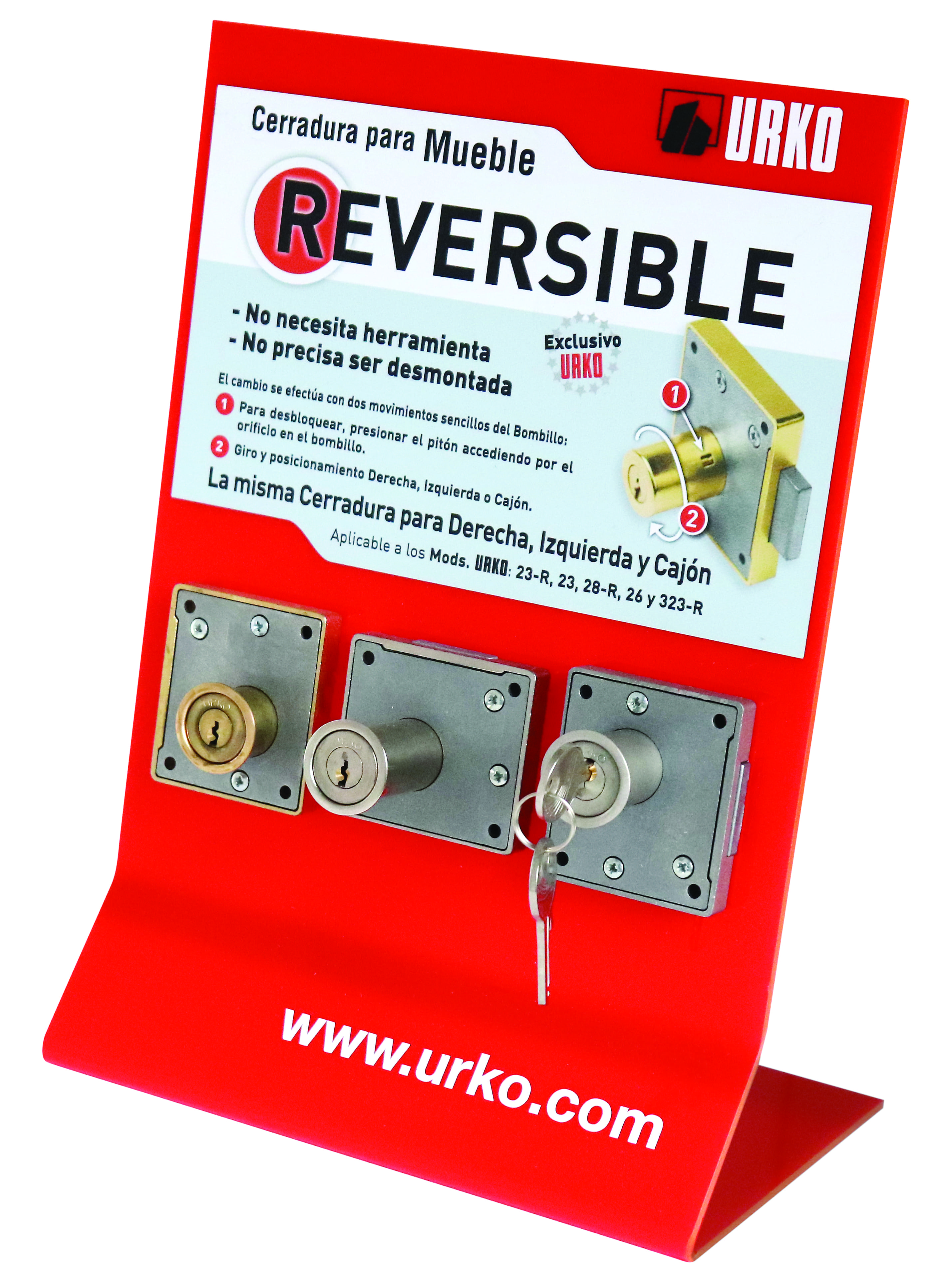 23-R Cerradura de Sobreponer Urko Acabado Níquel Brillo